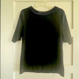 Elegant Black Beaded Women's Top